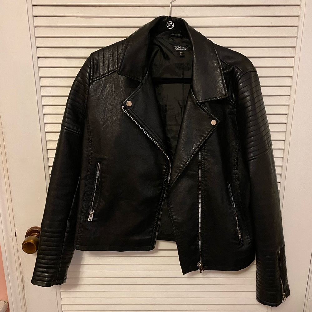 Topshop Rosa Faux Leather Biker Moto Jacket